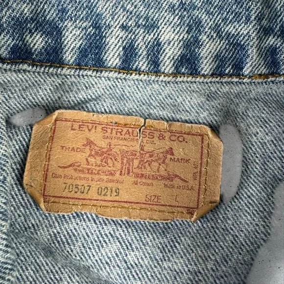 Vintage Levis‎ Denim Jacket Mens Large Acid Wash Type 3 Trucker USA 70507 0219